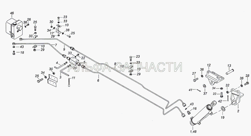 4308-5000079-10 Установка механизма опрокидывания кабины (53212-5003015-10 Кронштейн) 